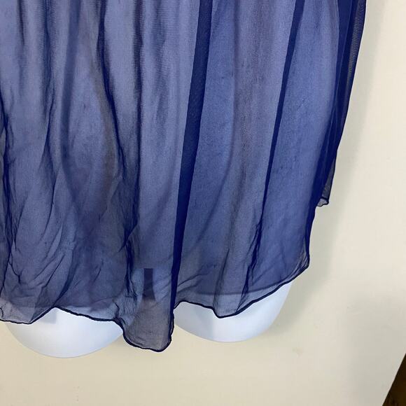 Victoria's Secret Dark Navy Blue Mesh Lace Nightie Babydoll Chemise Sz L - Picture 3 of 8